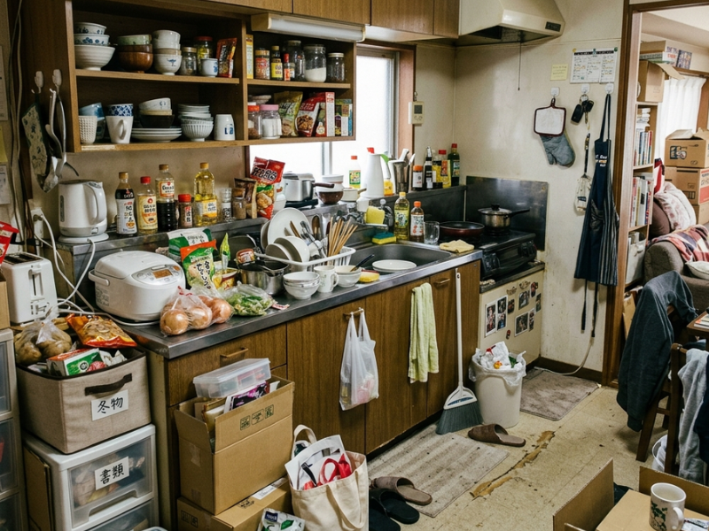 物が多く生活感が出てしまっている部屋の様子