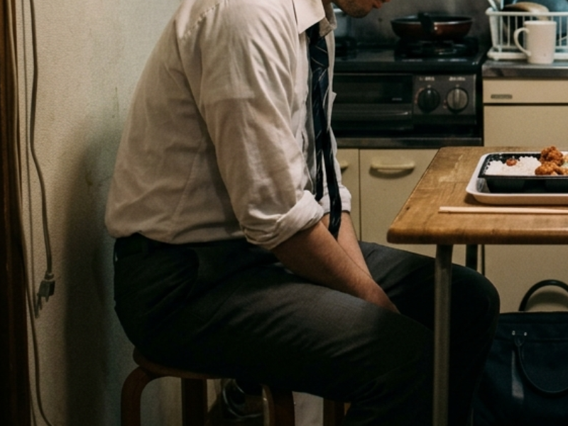 仕事終わりで疲れて自炊する気力がない一人暮らしの男性