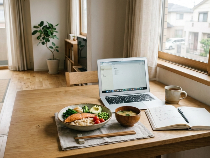 ミニマリストのシンプルな食事と生活空間