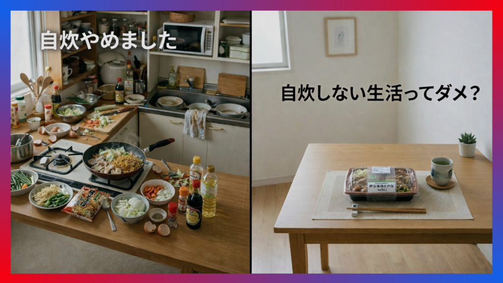 自炊しない生活とシンプルな食事スタイルのイメージ