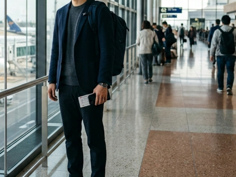 1週間の海外出張を22Lリュックだけで行く男性のイメージ