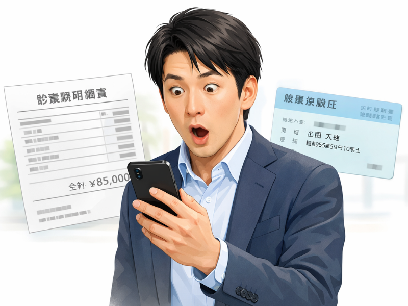 社会保険の保障内容に驚く男性のイメージ