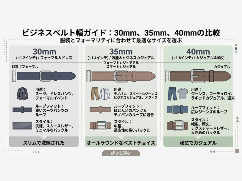 スーツベルトの太さ比較(30mm・35mm・40mm)