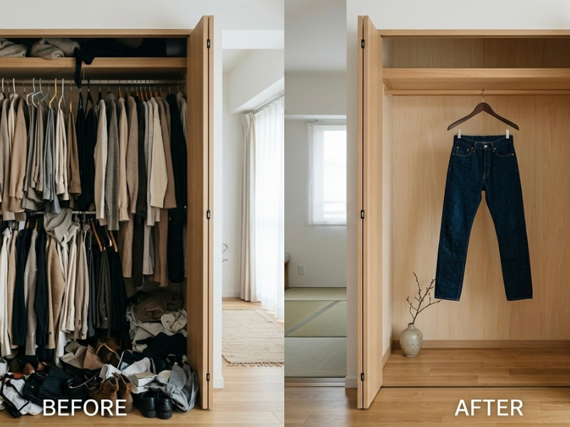 ミニマリストがパンツを10本から1本に減らしたクローゼットの変化